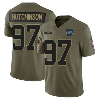 Aidan Hutchinson Detroit Lions Men's Limited 2025 Salute to Service Nike Jersey - Olive