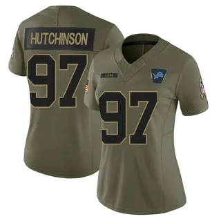 Aidan Hutchinson Detroit Lions Women's Limited 2025 Salute to Service Nike Jersey - Olive
