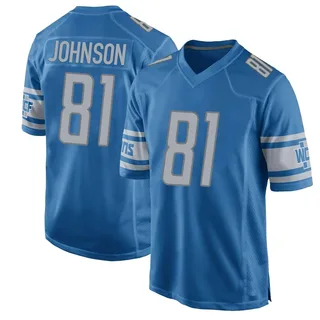 Calvin Johnson Detroit Lions Men's Game Team Color Nike Jersey - Blue