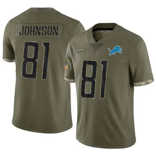 Calvin Johnson Detroit Lions Men's Limited 2022 Salute To Service Jersey - Olive