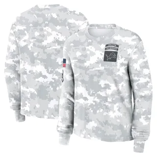 Detroit Lions Women's 2024 Salute To Service Long Sleeve T-Shirt Arctic Camo