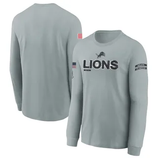Detroit Lions Youth 2024 Salute To Service Long Sleeve T-Shirt Gray