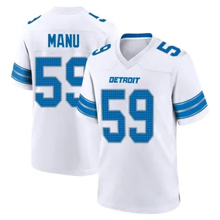 Giovanni Manu Detroit Lions Men's Game 2nd Nike Jersey - White