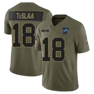 Isaac TeSlaa Detroit Lions Youth Limited 2025 Salute to Service Nike Jersey - Olive