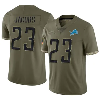 Jerry Jacobs Detroit Lions Men's Limited 2022 Salute To Service Nike Jersey - Olive