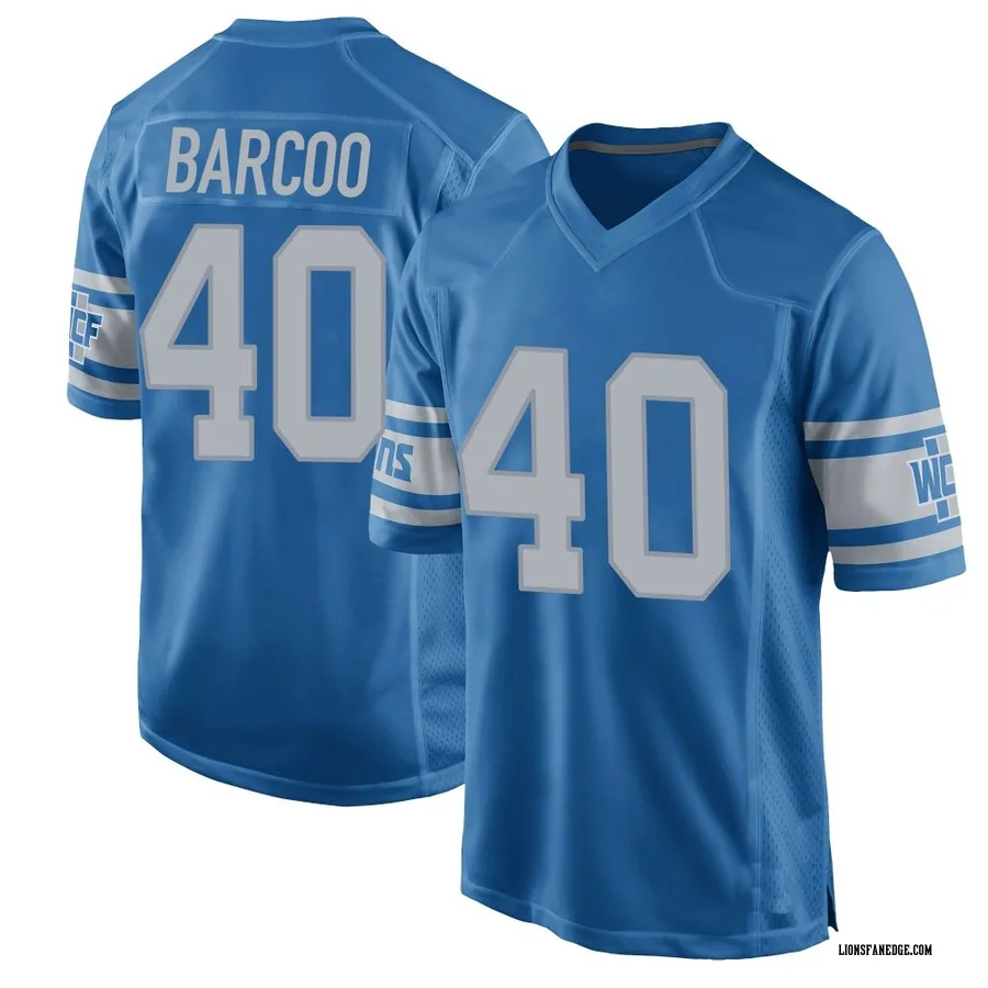 Luq Barcoo Detroit Lions Men's Game Throwback Vapor Untouchable Nike Jersey - Blue