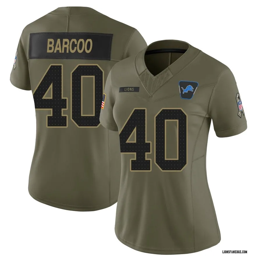 Luq Barcoo Detroit Lions Women's Limited 2025 Salute to Service Nike Jersey - Olive