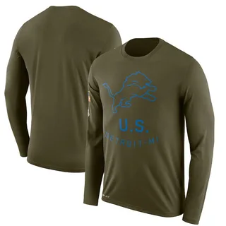 Men's Detroit Lions Olive 2018 Salute to Service Sideline Legend Performance Long Sleeve T-Shirt