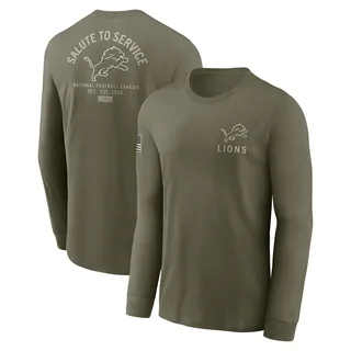 Men's Detroit Lions Olive 2025 Salute to Service Sideline Long Sleeve T-Shirt