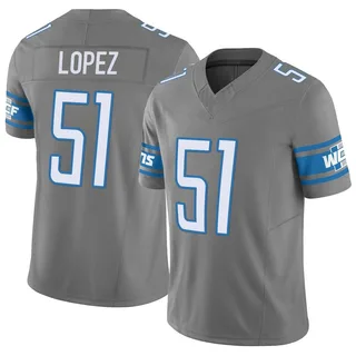 Men's Roy Lopez Detroit Lions Men's Limited Silver Vapor F.U.S.E. Nike Jersey