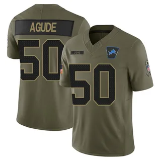 Mitchell Agude Detroit Lions Men's Limited 2025 Salute to Service Nike Jersey - Olive
