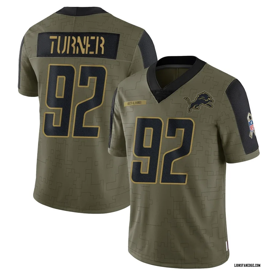 Payton Turner Detroit Lions Men's Limited 2021 Salute To Service Nike Jersey - Olive
