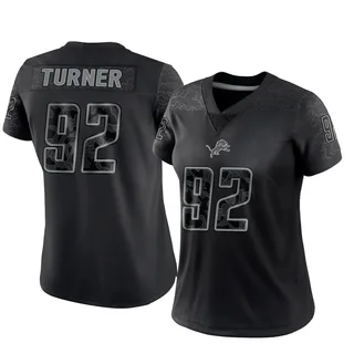 Payton Turner Detroit Lions Women's Limited Reflective Nike Jersey - Black
