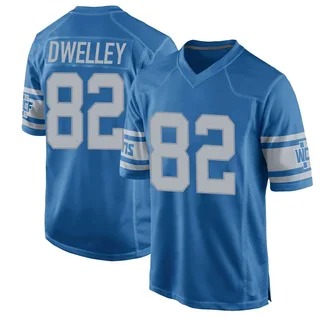 Ross Dwelley Detroit Lions Men's Game Throwback Vapor Untouchable Nike Jersey - Blue