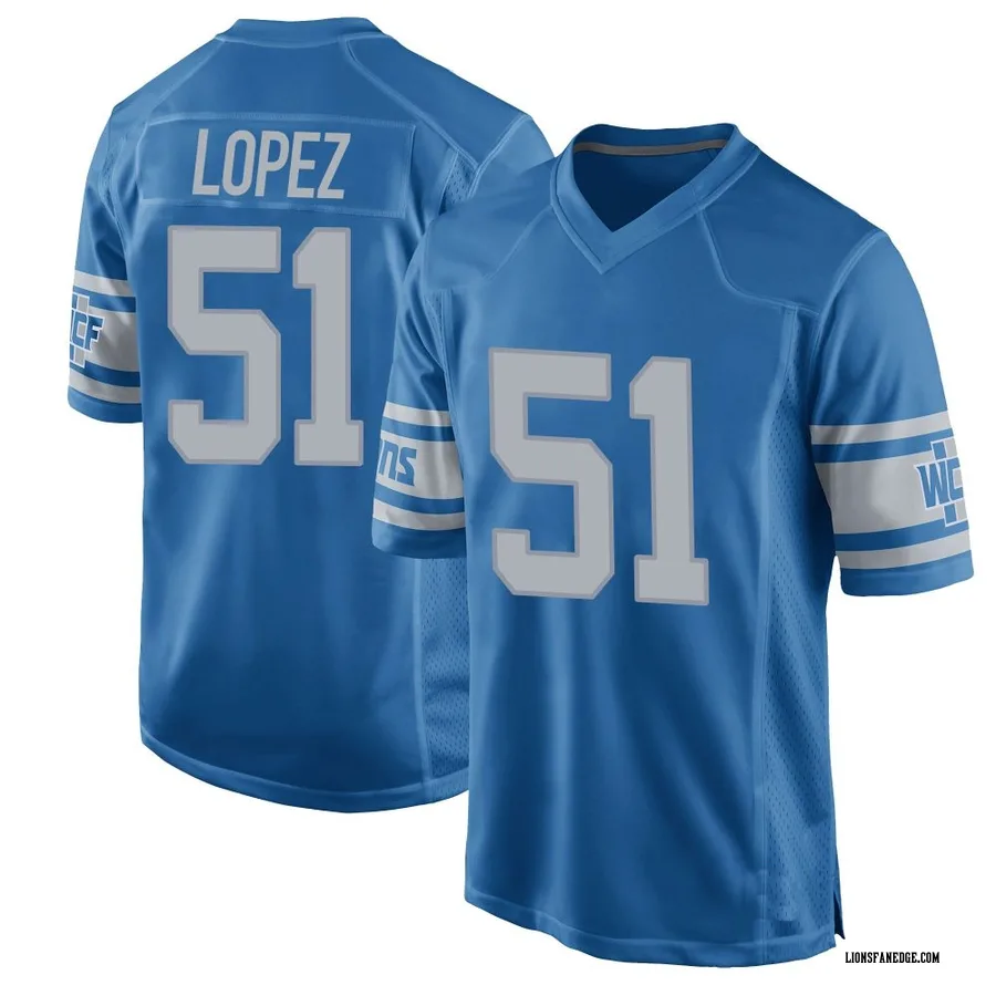 Roy Lopez Detroit Lions Men's Game Throwback Vapor Untouchable Nike Jersey - Blue