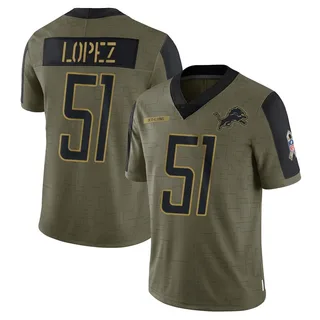 Roy Lopez Detroit Lions Men's Limited 2021 Salute To Service Nike Jersey - Olive