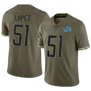 Roy Lopez Detroit Lions Men's Limited 2022 Salute To Service Nike Jersey - Olive