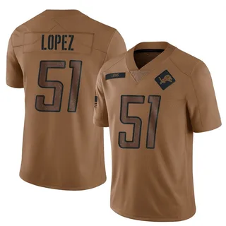 Roy Lopez Detroit Lions Men's Limited 2023 Salute To Service Nike Jersey - Brown