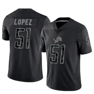 Roy Lopez Detroit Lions Men's Limited Reflective Nike Jersey - Black