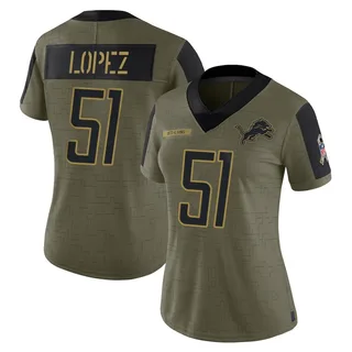 Roy Lopez Detroit Lions Women's Limited 2021 Salute To Service Nike Jersey - Olive