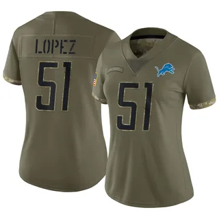 Roy Lopez Detroit Lions Women's Limited 2022 Salute To Service Nike Jersey - Olive