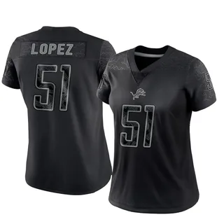 Roy Lopez Detroit Lions Women's Limited Reflective Nike Jersey - Black