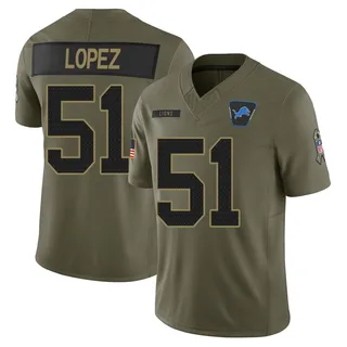 Roy Lopez Detroit Lions Youth Limited 2025 Salute to Service Nike Jersey - Olive
