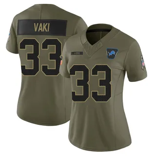 Sione Vaki Detroit Lions Women's Limited 2025 Salute to Service Nike Jersey - Olive