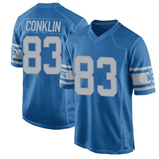 Tyler Conklin Detroit Lions Youth Game Throwback Vapor Untouchable Nike Jersey - Blue