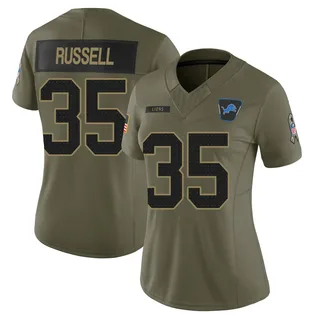 Tyson Russell Detroit Lions Women's Limited 2025 Salute to Service Nike Jersey - Olive