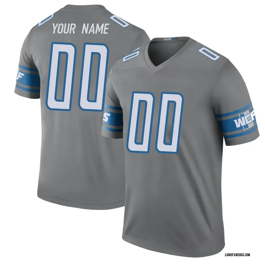 Youth Custom Detroit Lions Youth Custom Steel Color Rush Legend Nike Jersey