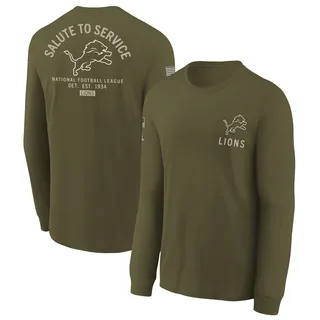 Youth Detroit Lions Olive 2025 Salute to Service Sideline Long Sleeve T-Shirt