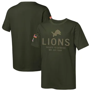 Youth Detroit Lions Olive 2025 Salute to Service Sideline T-Shirt